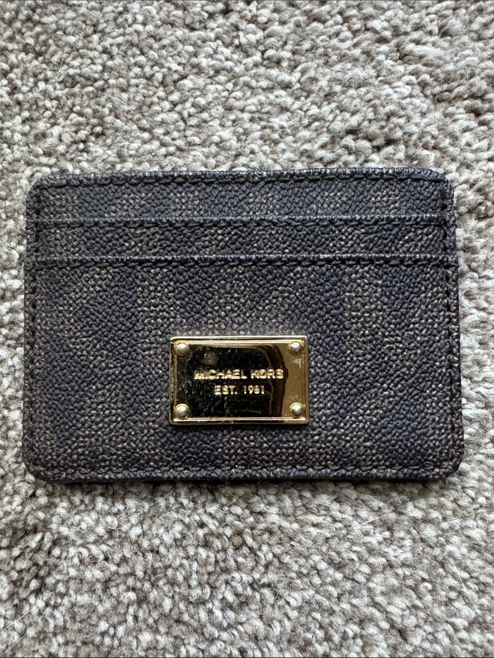 Michael Kors Signature Card Holder with Gold Plaque